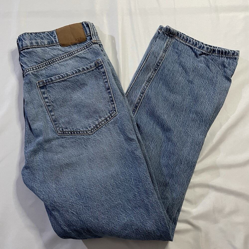 Aeropostale 90s Baggy Super High Rise Jeans Size 10 Medium Wash Distressed‎ 8260